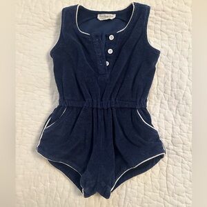 Navy Blue French Terry Kids Romper